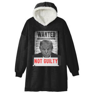 Funny Donald Trump Not Guilty Mug Shot Free Trump 2024 Hooded Wearable Blanket