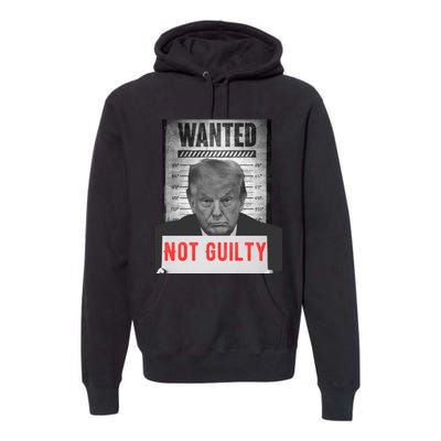 Funny Donald Trump Not Guilty Mug Shot Free Trump 2024 Premium Hoodie