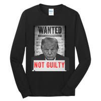 Funny Donald Trump Not Guilty Mug Shot Free Trump 2024 Tall Long Sleeve T-Shirt