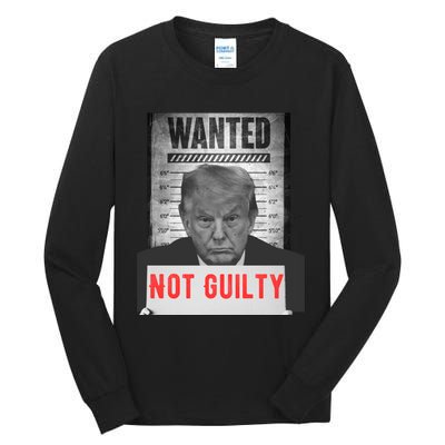 Funny Donald Trump Not Guilty Mug Shot Free Trump 2024 Tall Long Sleeve T-Shirt