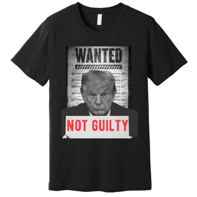 Funny Donald Trump Not Guilty Mug Shot Free Trump 2024 Premium T-Shirt