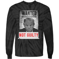 Funny Donald Trump Not Guilty Mug Shot Free Trump 2024 Tie-Dye Long Sleeve Shirt