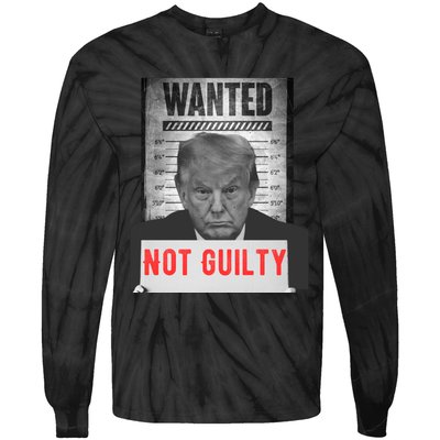 Funny Donald Trump Not Guilty Mug Shot Free Trump 2024 Tie-Dye Long Sleeve Shirt