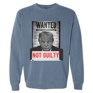 Funny Donald Trump Not Guilty Mug Shot Free Trump 2024 Garment-Dyed Sweatshirt