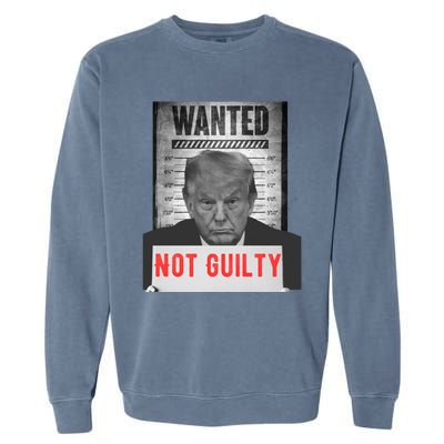 Funny Donald Trump Not Guilty Mug Shot Free Trump 2024 Garment-Dyed Sweatshirt