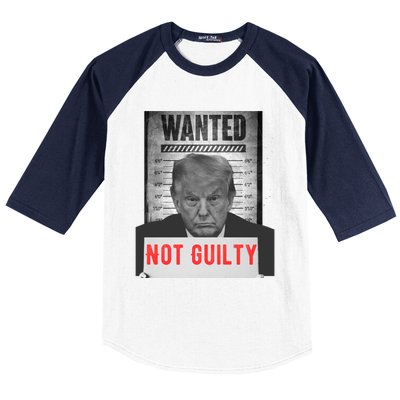 Funny Donald Trump Not Guilty Mug Shot Free Trump 2024 Baseball Sleeve Shirt