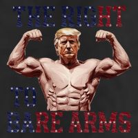 Funny Donald Trump Muscle Weightlifting Design Right To Bare 7 Panel Mesh Trucker Snapback Hat