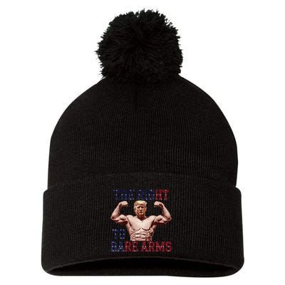 Funny Donald Trump Muscle Weightlifting Design Right To Bare Pom Pom 12in Knit Beanie