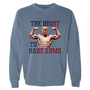 Funny Donald Trump Muscle Weightlifting Design Right To Bare Garment-Dyed Sweatshirt