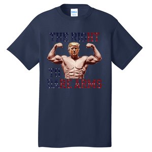 Funny Donald Trump Muscle Weightlifting Design Right To Bare Tall T-Shirt