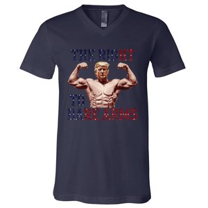 Funny Donald Trump Muscle Weightlifting Design Right To Bare V-Neck T-Shirt