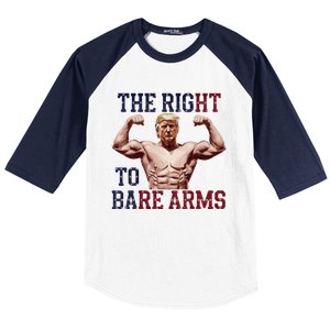 Funny Donald Trump Muscle Weightlifting Design Right To Bare Baseball Sleeve Shirt