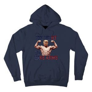 Funny Donald Trump Muscle Weightlifting Design Right To Bare Tall Hoodie