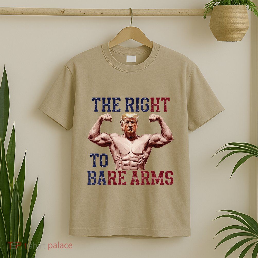 Funny Donald Trump Muscle Weightlifting Design Right To Bare T-Shirt