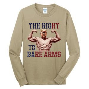 Funny Donald Trump Muscle Weightlifting Design Right To Bare Tall Long Sleeve T-Shirt