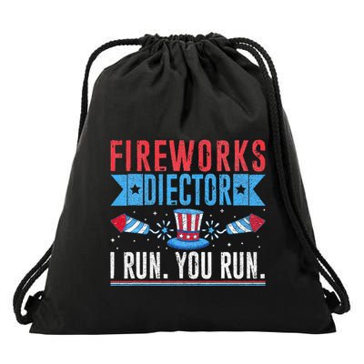 Firework Director Technician I Run You Run 4th Of July Drawstring Bag
