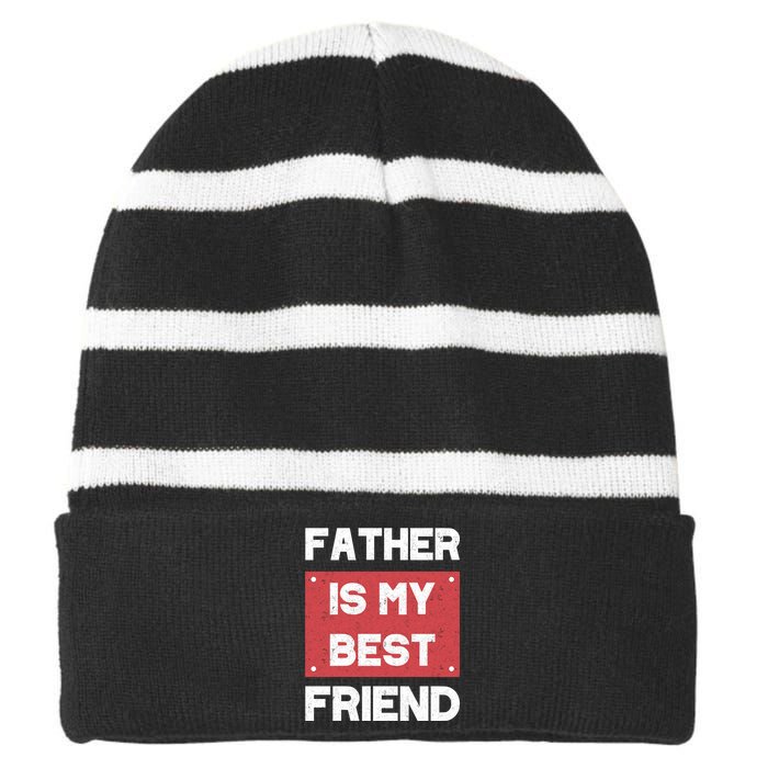 Fathers Day T Striped Beanie with Solid Band