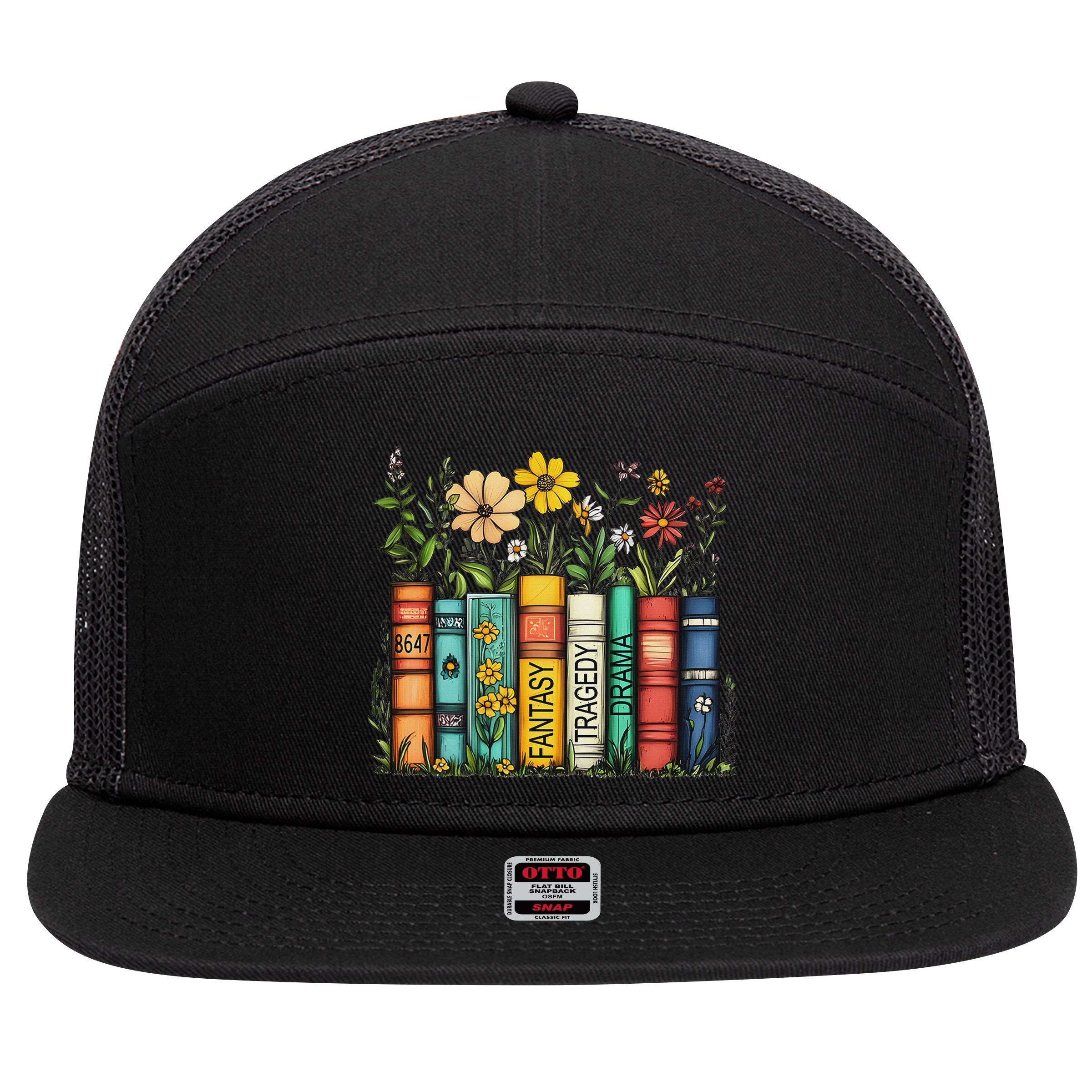 Fantasy Drama Tragedy Book Floral Subtle Anti Trump 7 Panel Mesh Trucker Snapback Hat