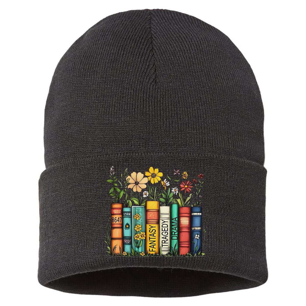 Fantasy Drama Tragedy Book Floral Subtle Anti Trump Sustainable Knit Beanie