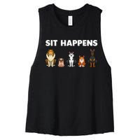 Funny Dog Training Art For  Dog Lover Puppy Pet Women's Racerback Cropped Tank