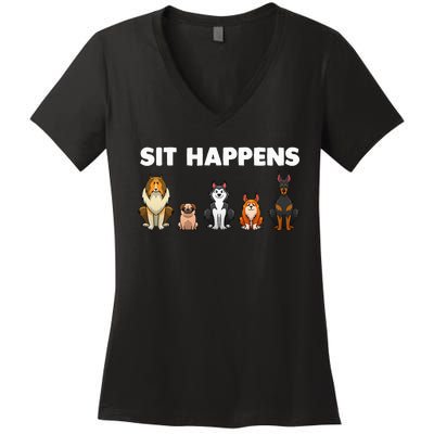 Funny Dog Training Art For  Dog Lover Puppy Pet Women's V-Neck T-Shirt