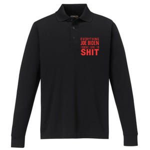 Funny Donald Trump 2024 Everything Joe Biden Touches Performance Long Sleeve Polo