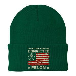 Funny Donald Trump 2024 IM Voting For The Convicted Felon Knit Cap Winter Beanie