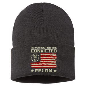 Funny Donald Trump 2024 IM Voting For The Convicted Felon Sustainable Knit Beanie