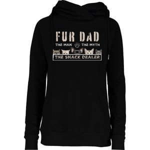 Fur Dad The Man The Myth Funny Dog Cat Father's Day Womens Funnel Neck Pullover Hood