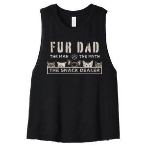 Fur Dad The Man The Myth Funny Dog Cat Father's Day Women's Racerback Cropped Tank