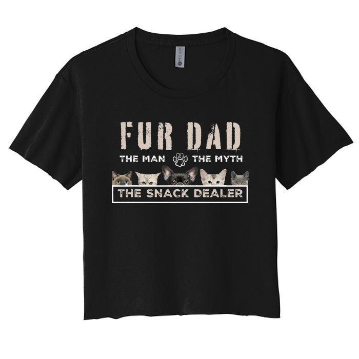 Fur Dad The Man The Myth Funny Dog Cat Father's Day Women's Crop Top Tee