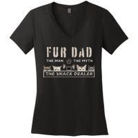 Fur Dad The Man The Myth Funny Dog Cat Father's Day Women's V-Neck T-Shirt