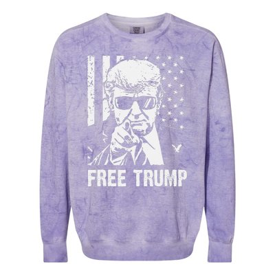 Free Donald Trump Republican Support Pro Trump American Flag Colorblast Crewneck Sweatshirt