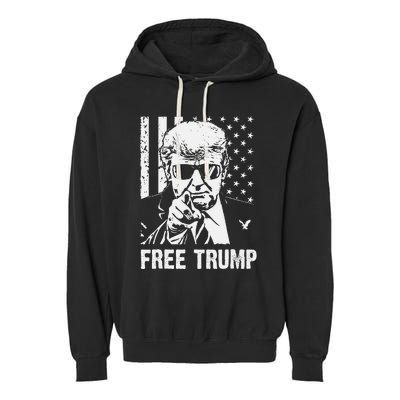 Free Donald Trump Republican Support Pro Trump American Flag Garment-Dyed Fleece Hoodie