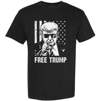 Free Donald Trump Republican Support Pro Trump American Flag Garment-Dyed Heavyweight T-Shirt