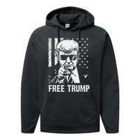 Free Donald Trump Republican Support Pro Trump American Flag Performance Fleece Hoodie