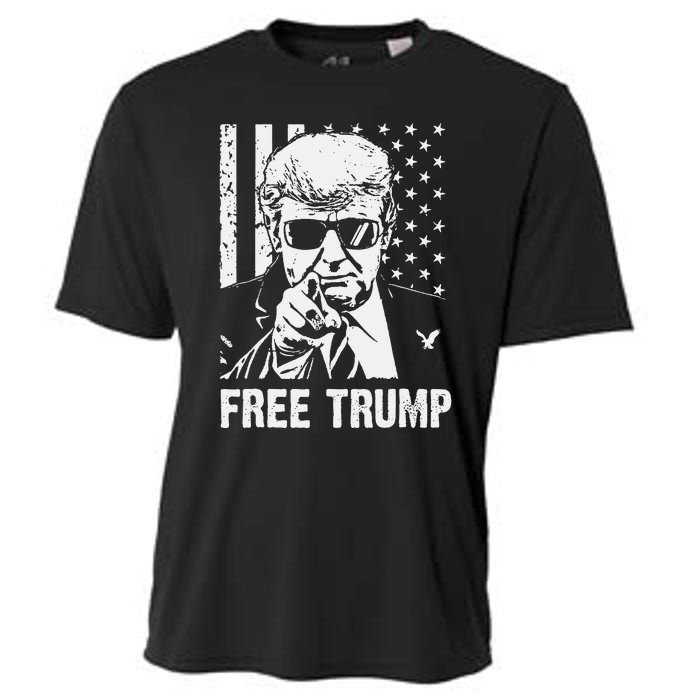 Free Donald Trump Republican Support Pro Trump American Flag Cooling Performance Crew T-Shirt