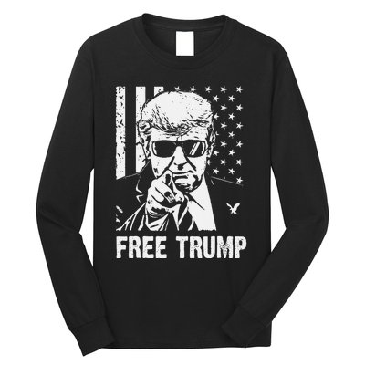 Free Donald Trump Republican Support Pro Trump American Flag Long Sleeve Shirt