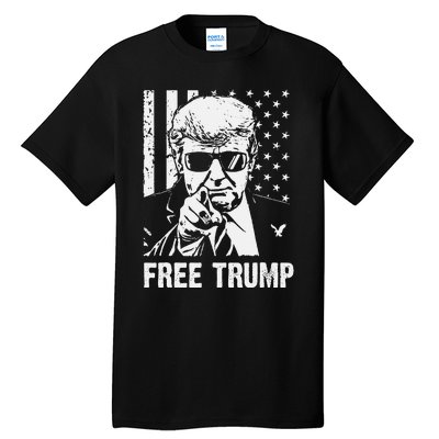 Free Donald Trump Republican Support Pro Trump American Flag Tall T-Shirt