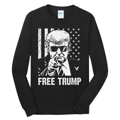 Free Donald Trump Republican Support Pro Trump American Flag Tall Long Sleeve T-Shirt