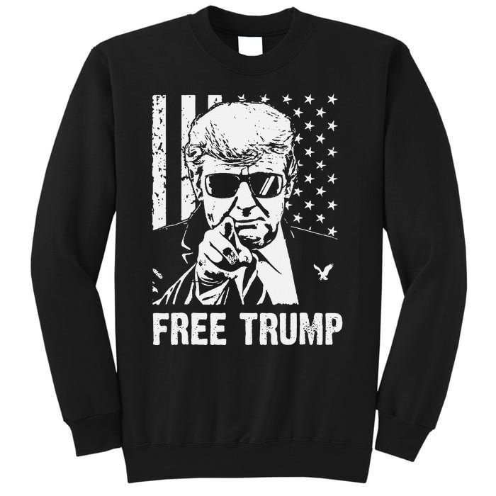 Free Donald Trump Republican Support Pro Trump American Flag Tall Sweatshirt