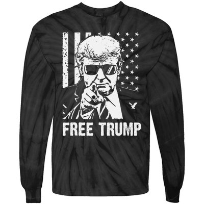 Free Donald Trump Republican Support Pro Trump American Flag Tie-Dye Long Sleeve Shirt