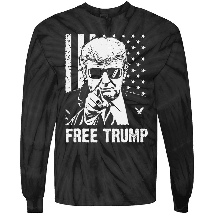 Free Donald Trump Republican Support Pro Trump American Flag Tie-Dye Long Sleeve Shirt