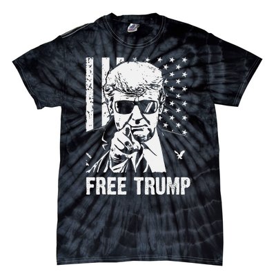 Free Donald Trump Republican Support Pro Trump American Flag Tie-Dye T-Shirt