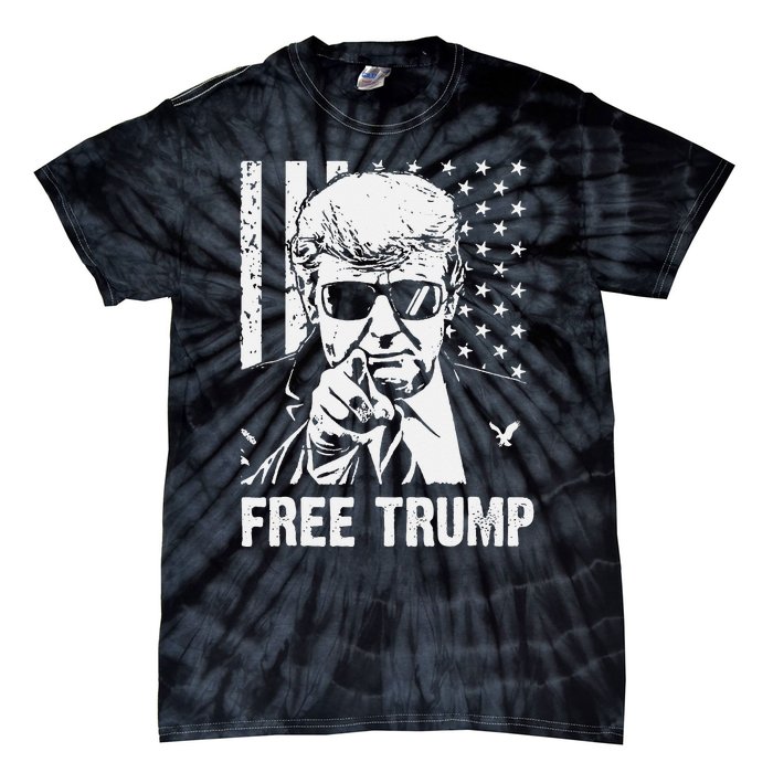 Free Donald Trump Republican Support Pro Trump American Flag Tie-Dye T-Shirt