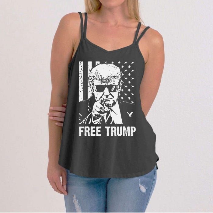 Free Donald Trump Republican Support Pro Trump American Flag Women's Strappy Tank