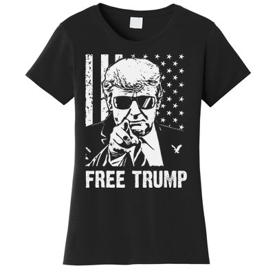 Free Donald Trump Republican Support Pro Trump American Flag Women's T-Shirt