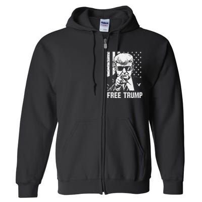 Free Donald Trump Republican Support Pro Trump American Flag Full Zip Hoodie