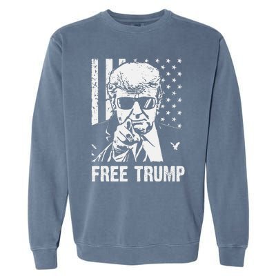 Free Donald Trump Republican Support Pro Trump American Flag Garment-Dyed Sweatshirt