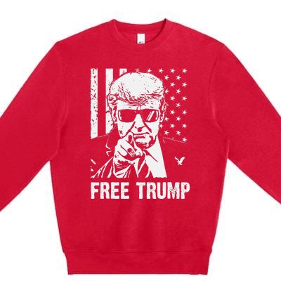 Free Donald Trump Republican Support Pro Trump American Flag Premium Crewneck Sweatshirt